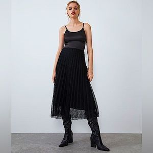 ZARA Dotted Pleated Tulle Skirt